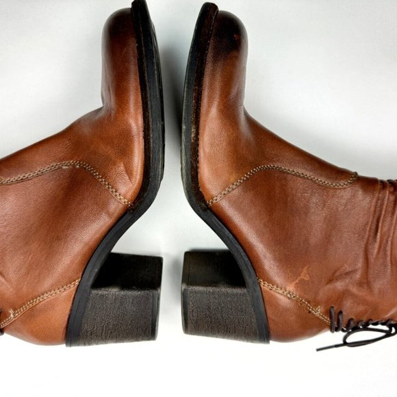 Tamaris Germany Soft Leather Boots Women 41 US 9.5Zip Closure Heel Booties Brown - Picture 11 of 11